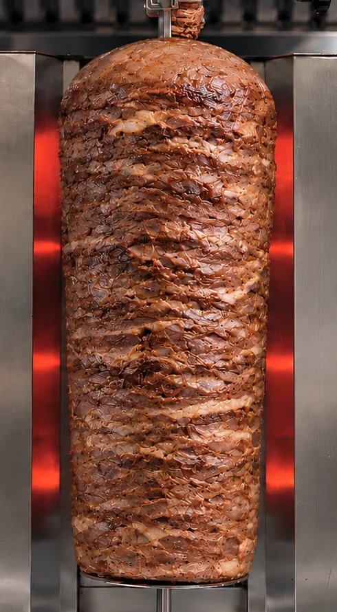 Döner ocağında, ince et katlarıyla LEVANT dana döner.